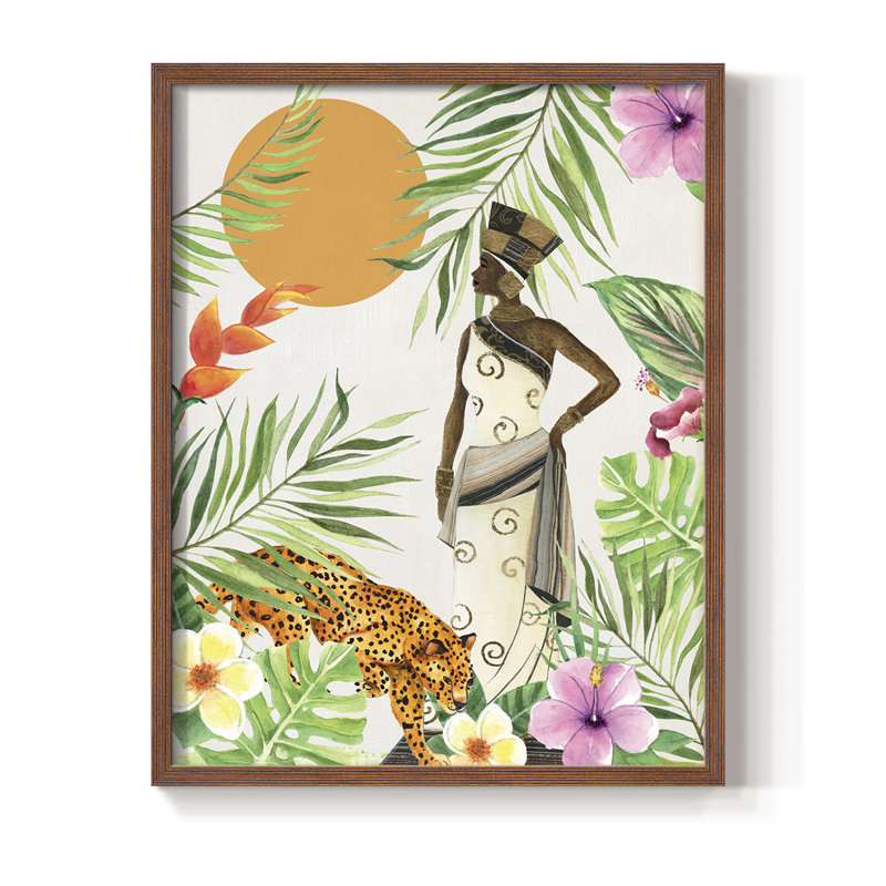 Feline Tropics II, reproduction encadrée - bois massif, H 30 po x l 24 po, Noyer