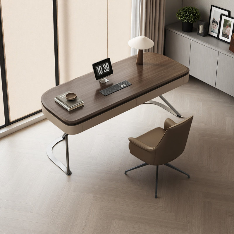 Solid wood office desk with X-shaped frame, 29.52" H x 55.11" W x 23.62" D