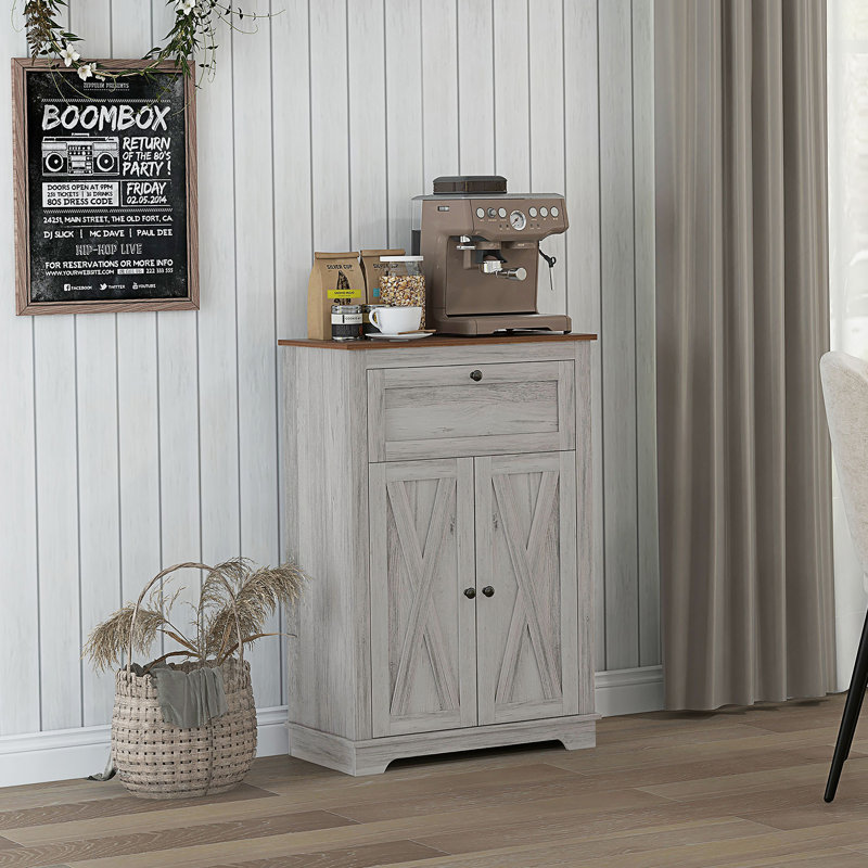Accent Cabinet With Drawer, Light Gray