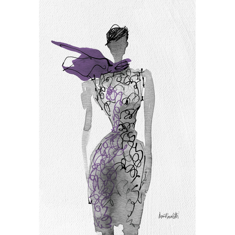 Fashion Sketchbook VIII Purple by Anne Tavoletti - Wrapped Canvas Painting, 46cm H x 30cm W