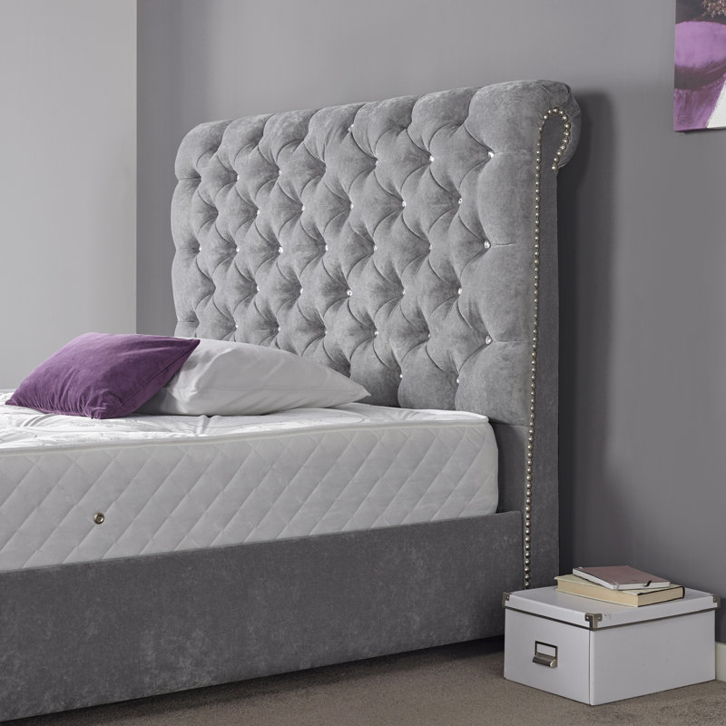 Joel Upholstered Bed, Kingsize (5'), Silver