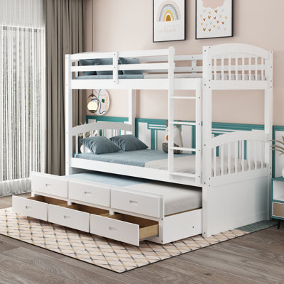 Filipp Twin over Twin Solid Wood Standard Bunk Bed with Trundle by Harriet Bee -  7031DB609753431A9592EFD7482717FA