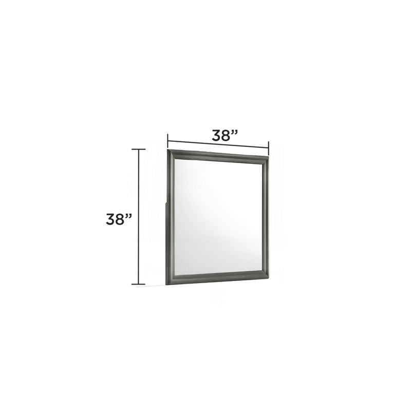 Miroir de style moderne en bois gris métallique (seulement miroir), Gris métallisé