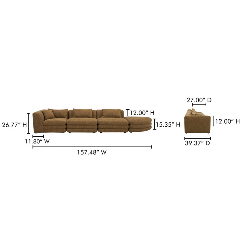 LOWTIDE Modular Sectional, Amber Glow Mustard Tweed