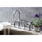 Kingston Brass Hamilton Two-Handle 4-Hole Deck Mount Industrial Style Bridge Kitchen Faucet with Brass Side Sprayer-58259872