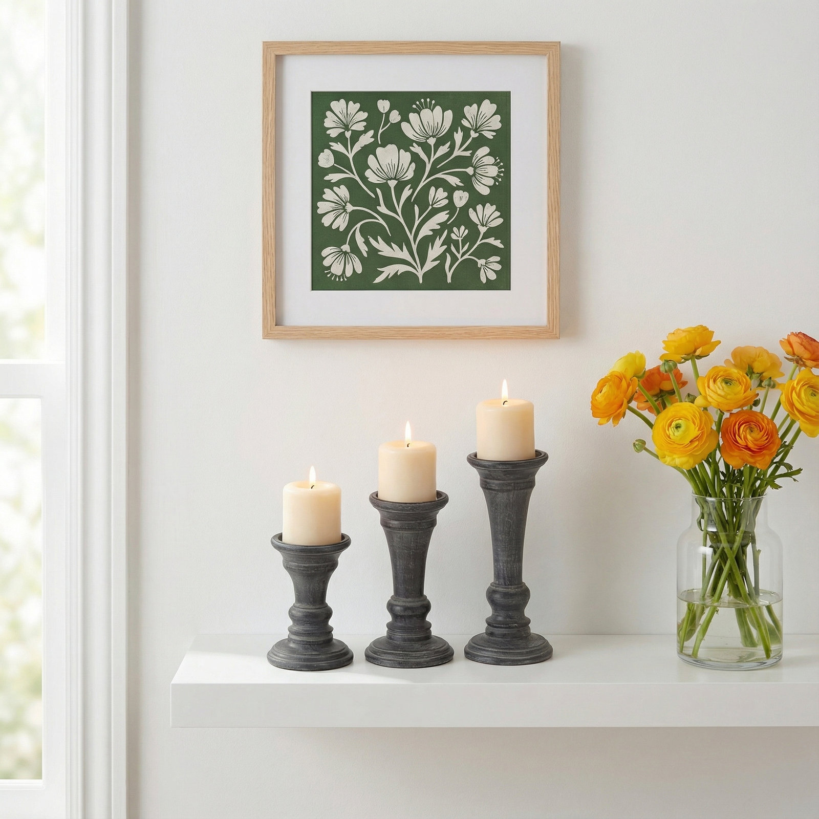 3 Piece Wood Tabletop Candlestick Set