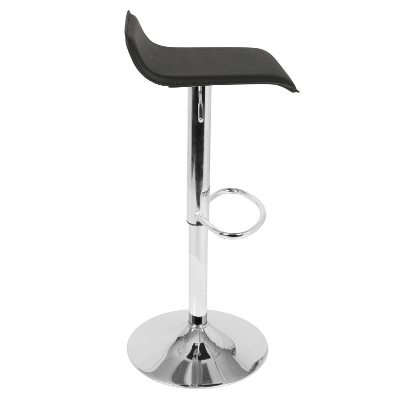 Tabouret de bar réglable contemporain en cuir de polyuréthane noir par - ensemble de 2, Noir