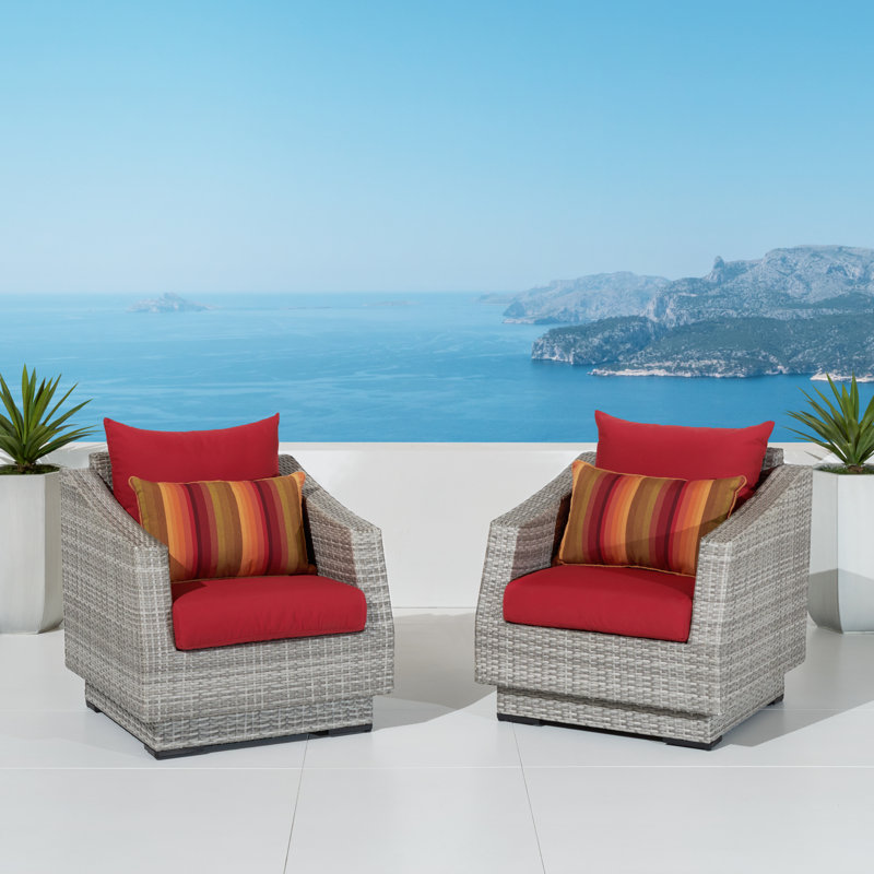 Fionnula Patio Chair With Sunbrella Cushion Covers, Canvas Jockey Red Sunbrella® Canvas