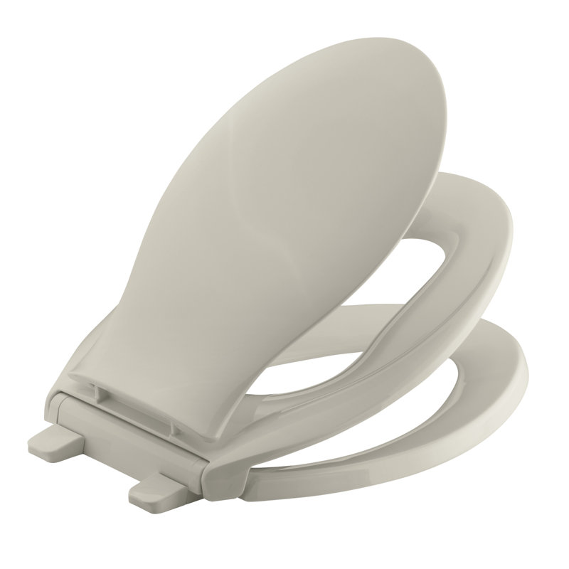 Transitions Quiet-Close with Grip-Tight Elongated Toilet Seat, Sandbar, Non Ready Latch