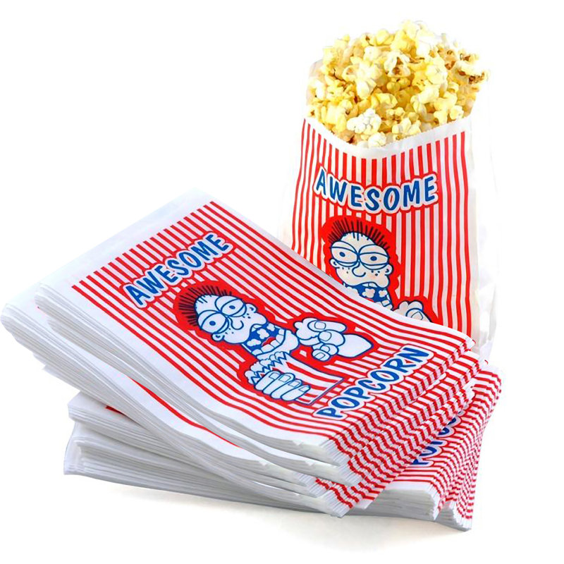2-Ounce Popcorn Bags - Case of 100 Individual Popcorn Snack Bags – Grease Resistant Coated Paper with Large Opening by Great Northern Popcorn