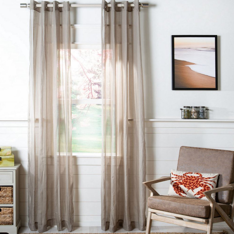 Rhoden Sheer Curtain Single Panel, 52" W x 84" L, Tan