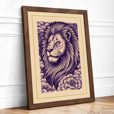 Lion in Clouds Japandi - Framed Print