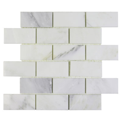 2"x4" Calacatta Brick Pattern Polished Marble Mosaic