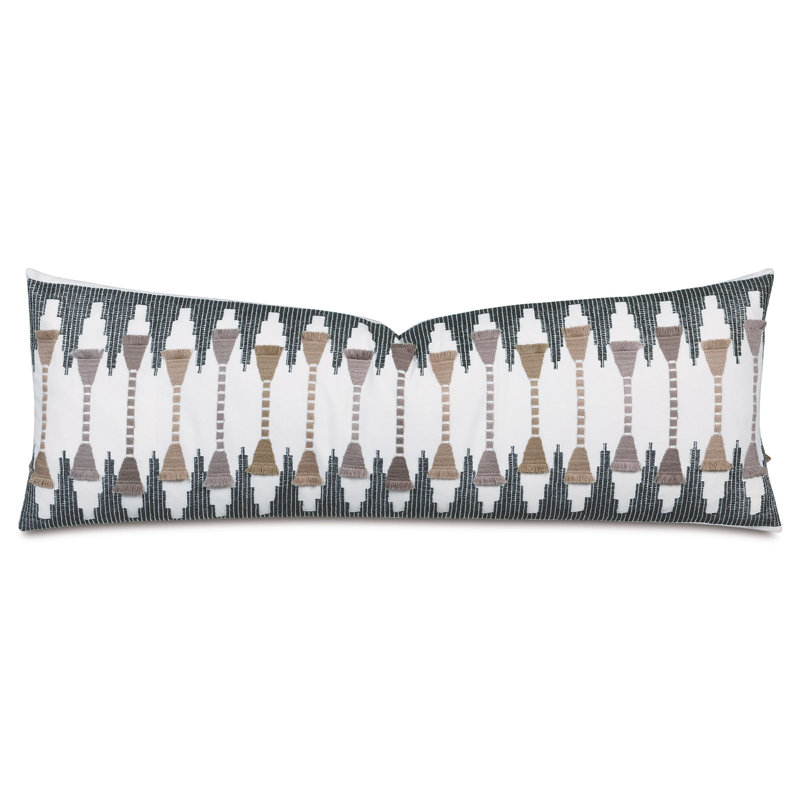 Embroidered Reversible Throw Pillow, Amani Taupe, 13"H x 36"W