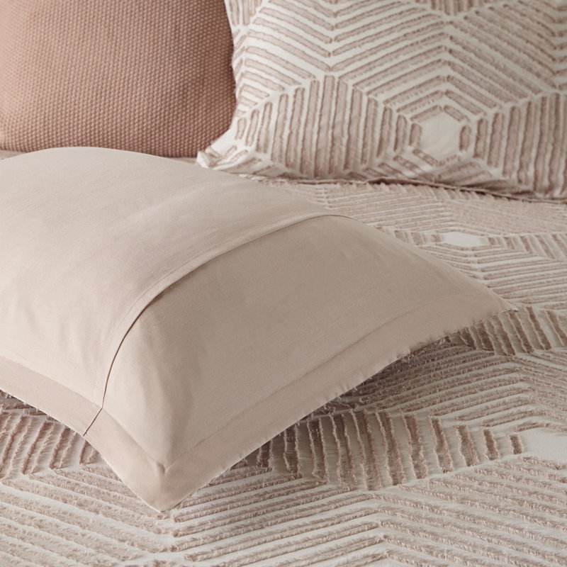 Ensemble d'édredon en coton jacquard rosé double / grand