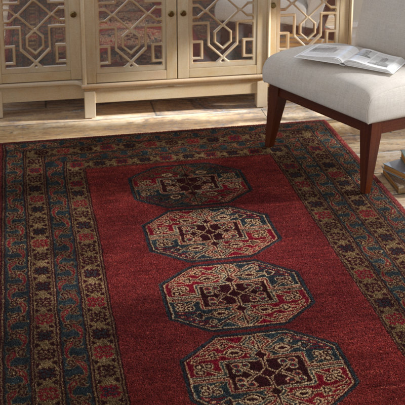 Wahcheechee Hand Tufted Wool/Cotton/Latex Oriental Rug in Red, Rectangle 5' x 8'