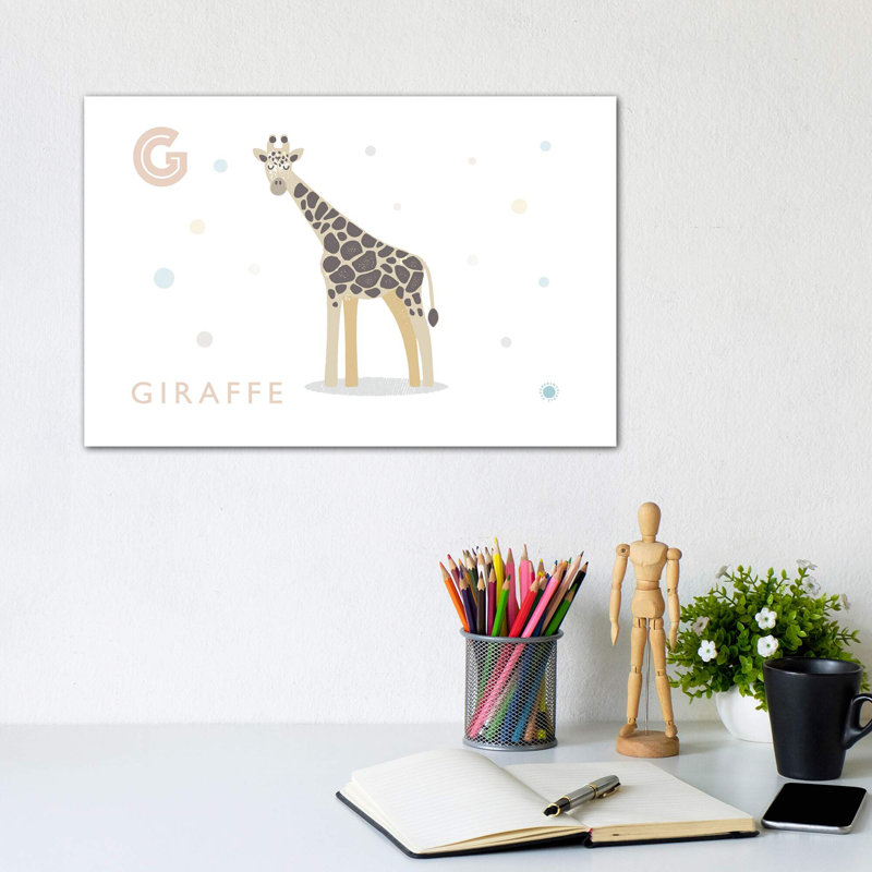 Girafe - impression d'art graphique, Toile tendue, Pas de tapis, H 8 po x l 12 po x P 0,75 po