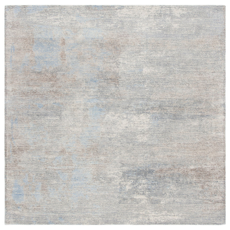 Tapis gris / ivoire en laine / viscose touffeté à la main Dendron, Carré 6 pi