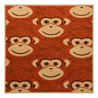 Washable Monkey Orange Fruits Area Rug
