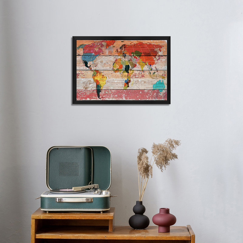 World Map Premium Framed Poster by Irena Orlov, 16" H x 24" W