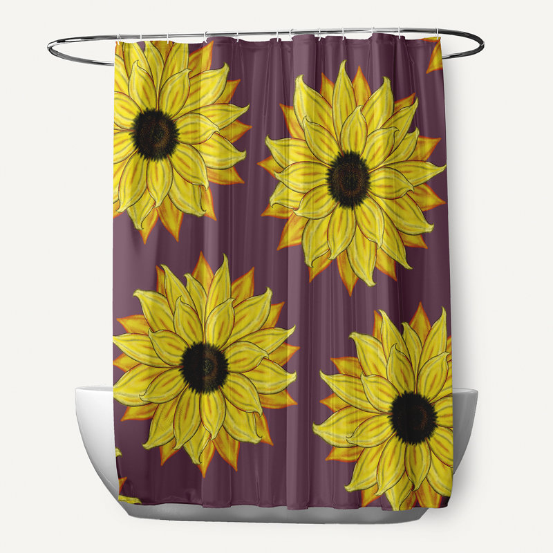 Rideau de douche à imprimé floral à la puissance tournesol Vieux, Mauve