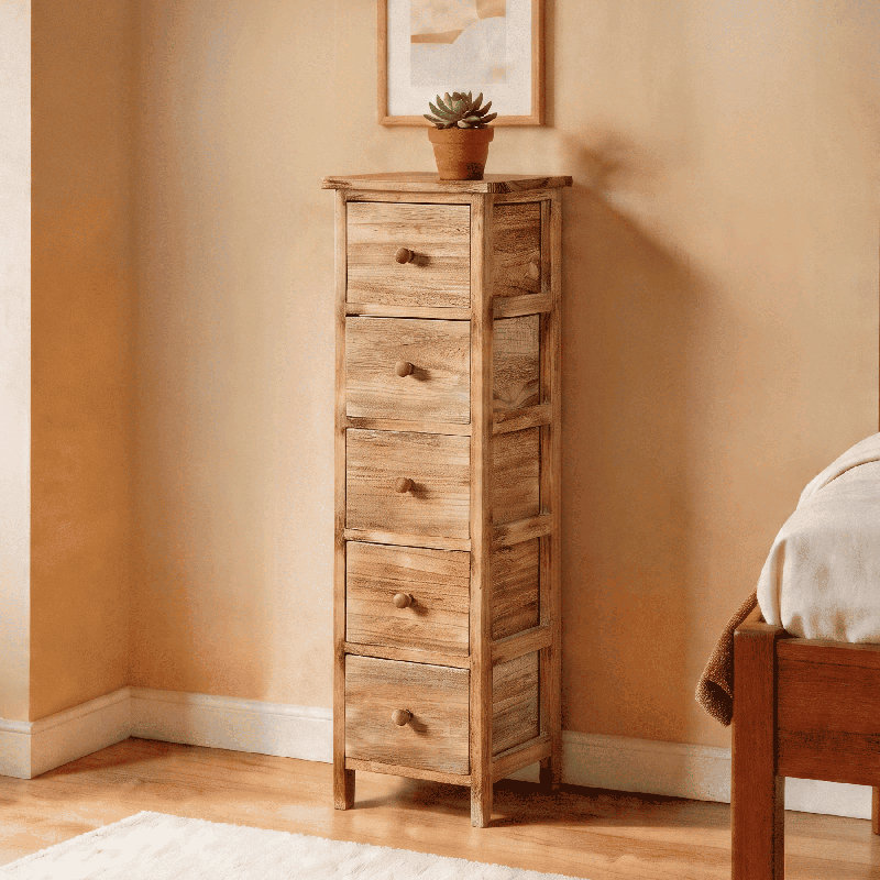 Salander Fully Assembled 5 Drawer Narrow Chest Bedroom Storage Unit