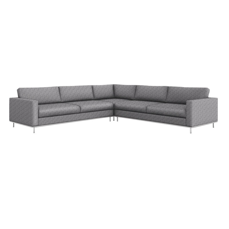 Valencia Upholstered L-Shaped Sectional Symmetrical, Polished Nickel, Shell Chenille