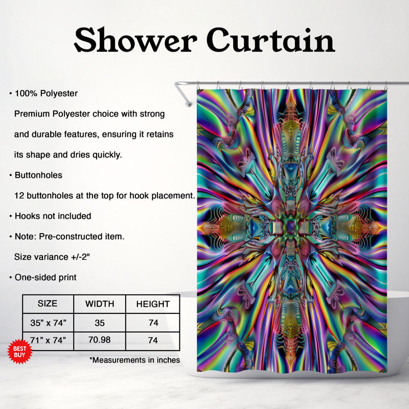Trippy Elements - Rideau de douche Premium, H 74 po x l 71 po