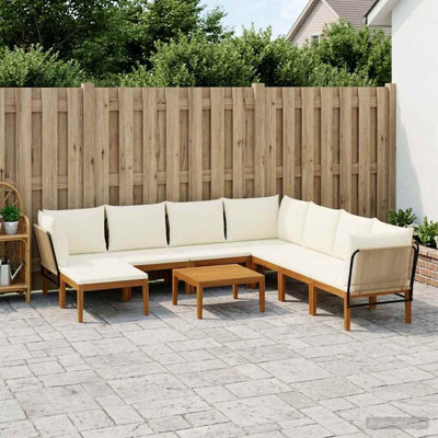  Garden Lounge Set Solid Acacia Wood & Rope Sofa Outdoor Furniture Patio