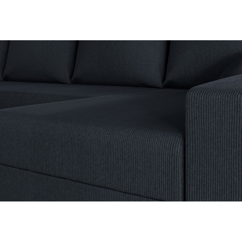 Shray 3 Seater Corner Sofa , Black - Cord205.05