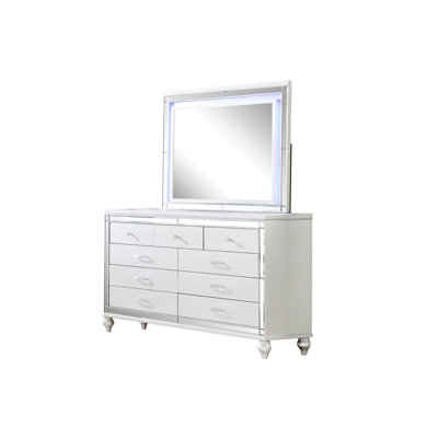 Sterling Mirror Framed Led Mirror Made With Wood In White Color (Includes Only Mirror)