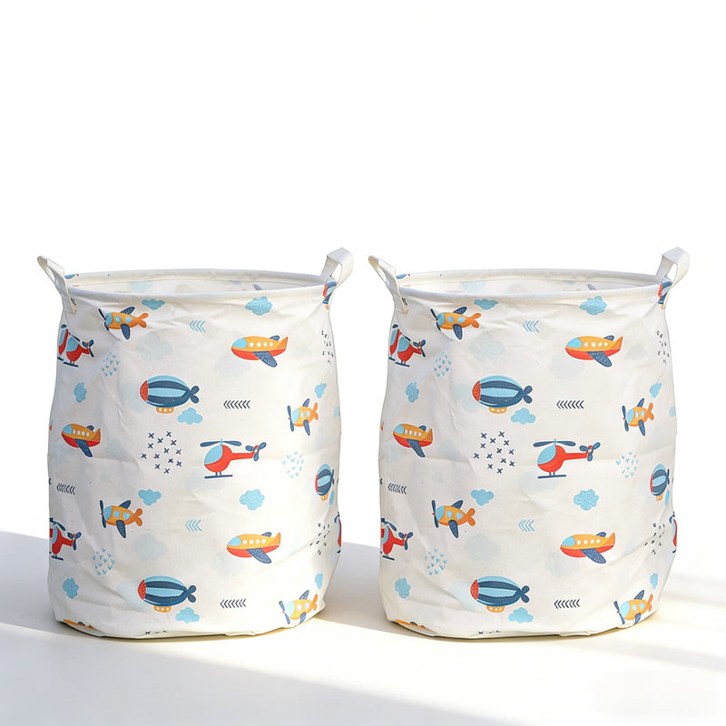 2Pcs,Kids Toy Storage Bag With Fun Cartoon Design - Large Capacity Foldable Laundry Hamper For Clothes, Toys, And Sports Equipment - Organization Solution For Bedrooms And Playrooms