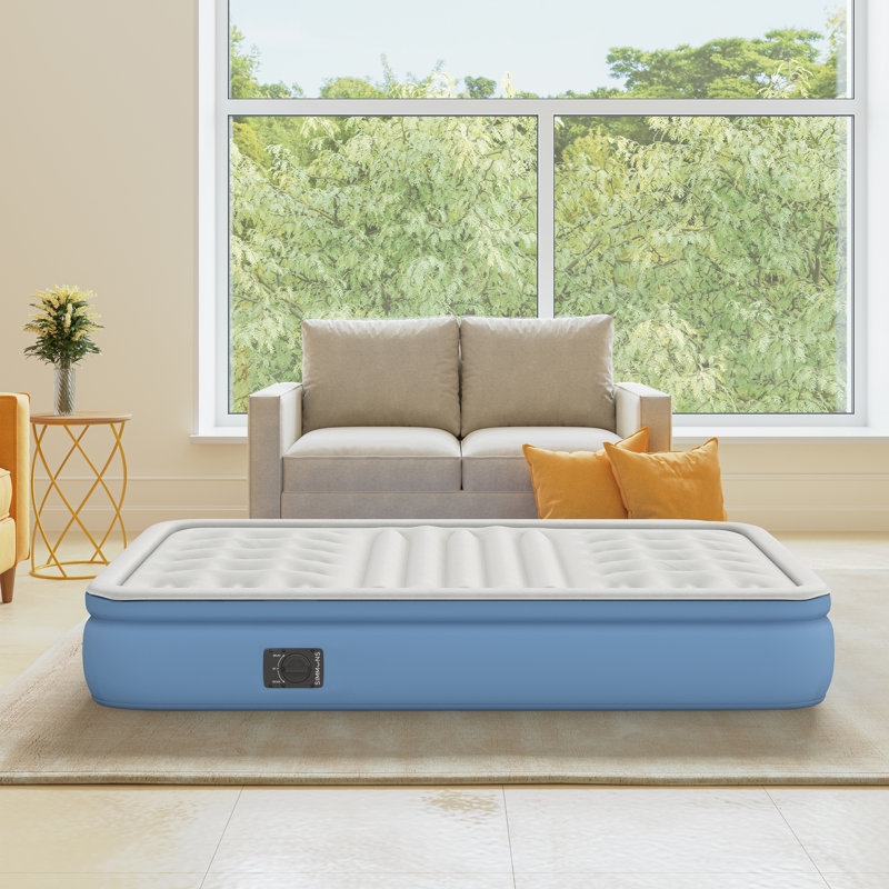 Simmons Lumbar Firm, 12" Tri-Zone Inflatable Air Mattress with Built-In Pump & Extra Lumbar Support, Full