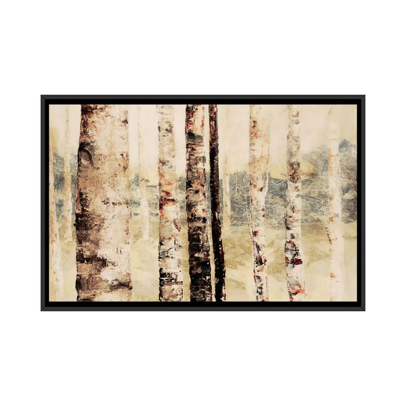 « forestières vi », impression sur toile, H 18 po x l 26 po x P 1,5 po, Toile avec cadre noir, Pas de tapis