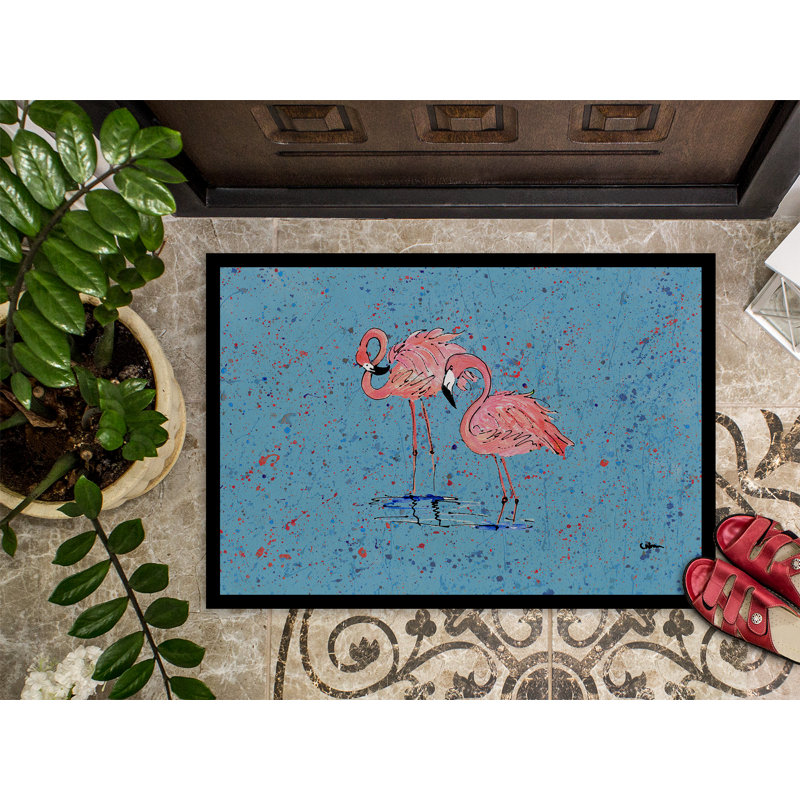 Tapis d'entrée antidérapant Stu Flamingo on Speckle, Rectangle 2 pi x 3 pi