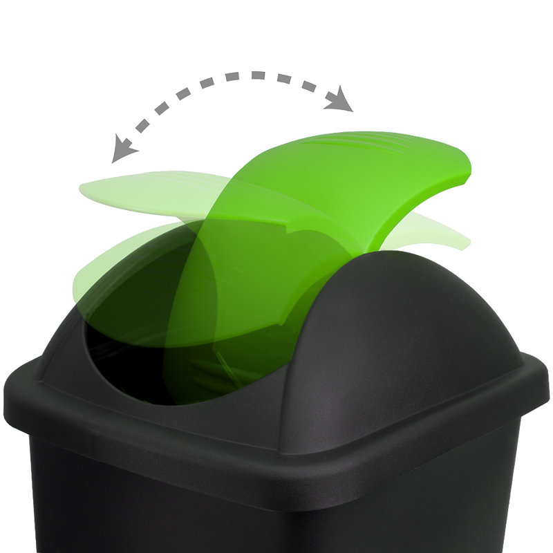 60 Litre Swing Top Trash Can, Black/Green