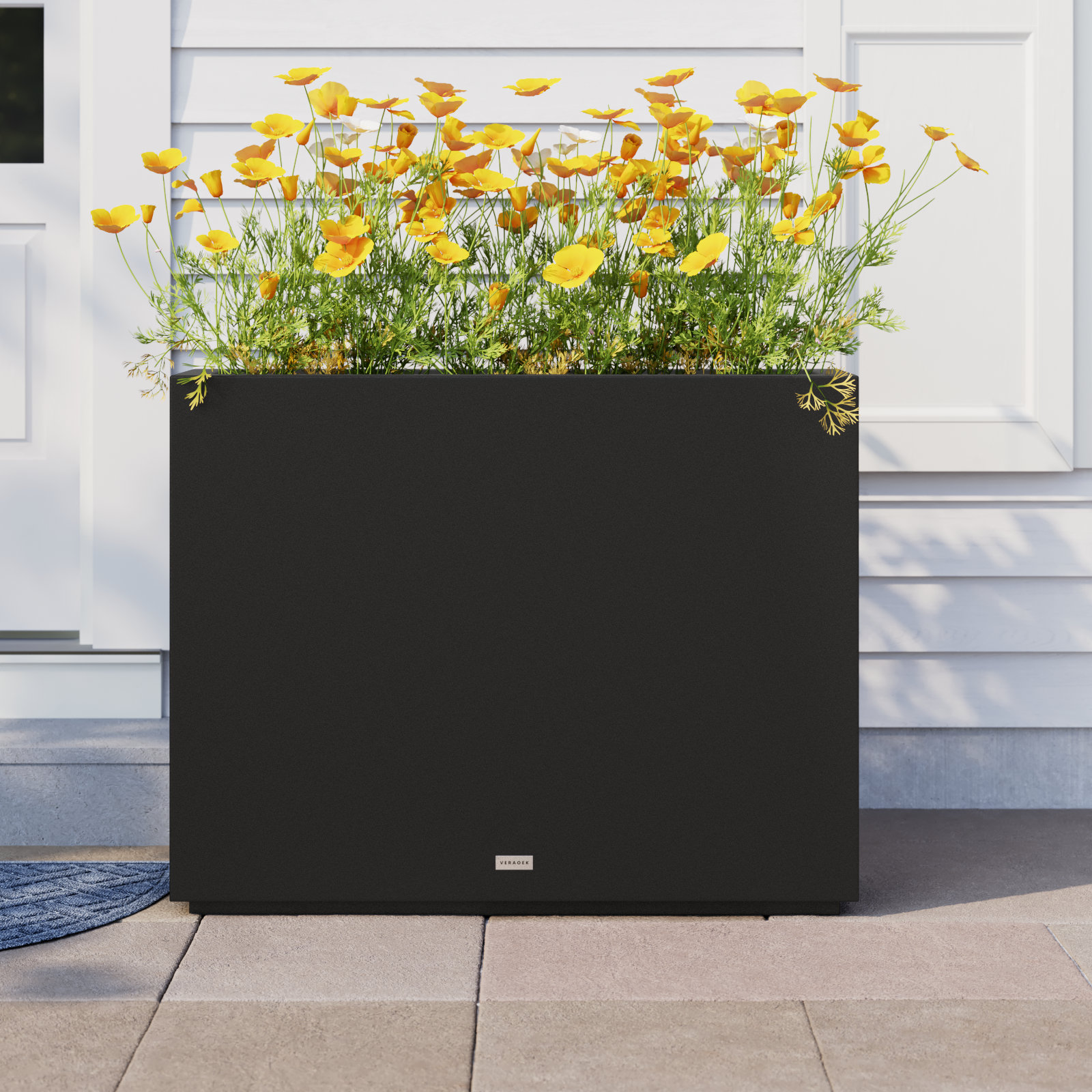 Block Series Planter Box, Black, 30” H x 38” W x 10” D