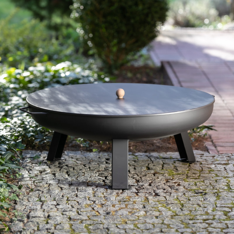 Aven Round Steel Wood Burning Smokeless Fire Pit, Brown, 4cm H x 98cm W x 98cm D
