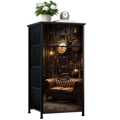Commode pour chambre à coucher avec 4 tiroirs de rangement Canapé en cuir de style Steampunk Vintage