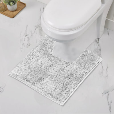 Better Trends Haven Collection 100% Polyester Contour Rug, U-Shaped Toilet Mat, Non-Slip TPR Backing, 20" x 20", Soft, Absorbent & Quick Dry, White