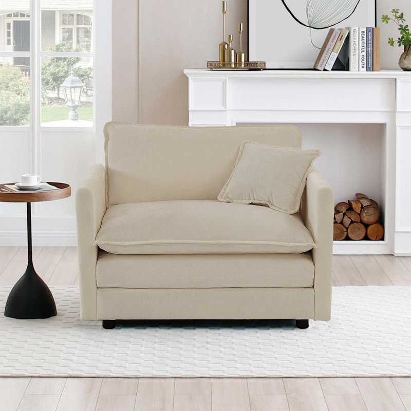 Canapé simple en tissu d'ameublement en chenille de 41,4 po de largeur, Chenille café clair