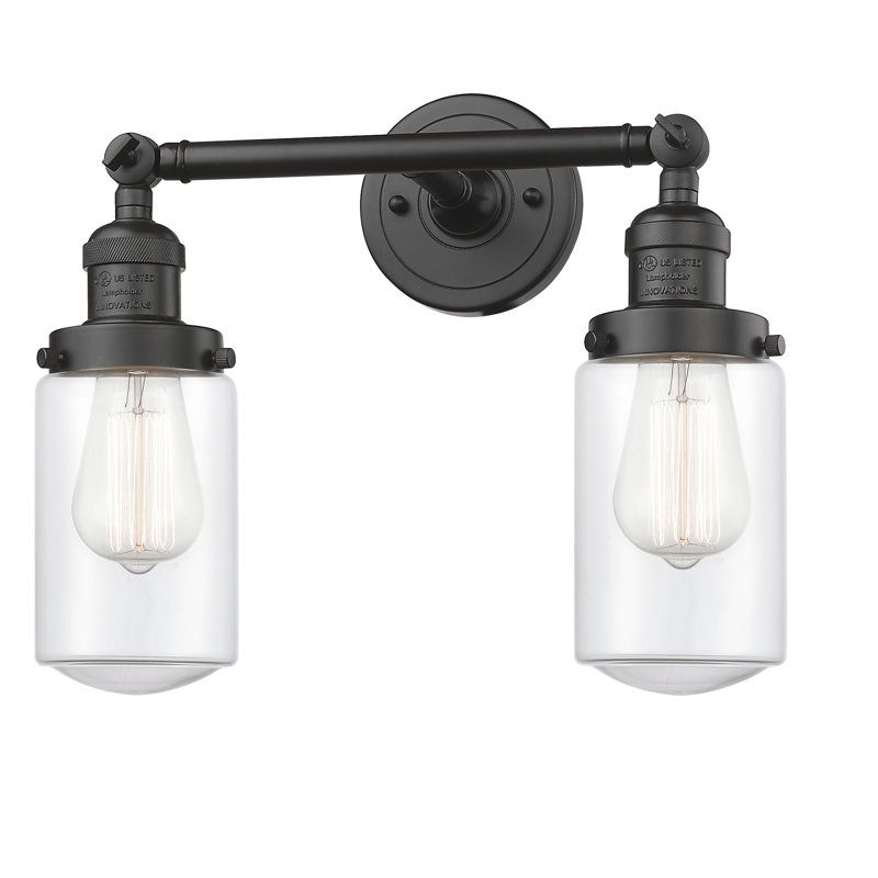 Éclairage pour salle de bain 2 lumières Saroyan, Ampoule incandescente rétro de 60 watts, Bronze huilé, Transparent