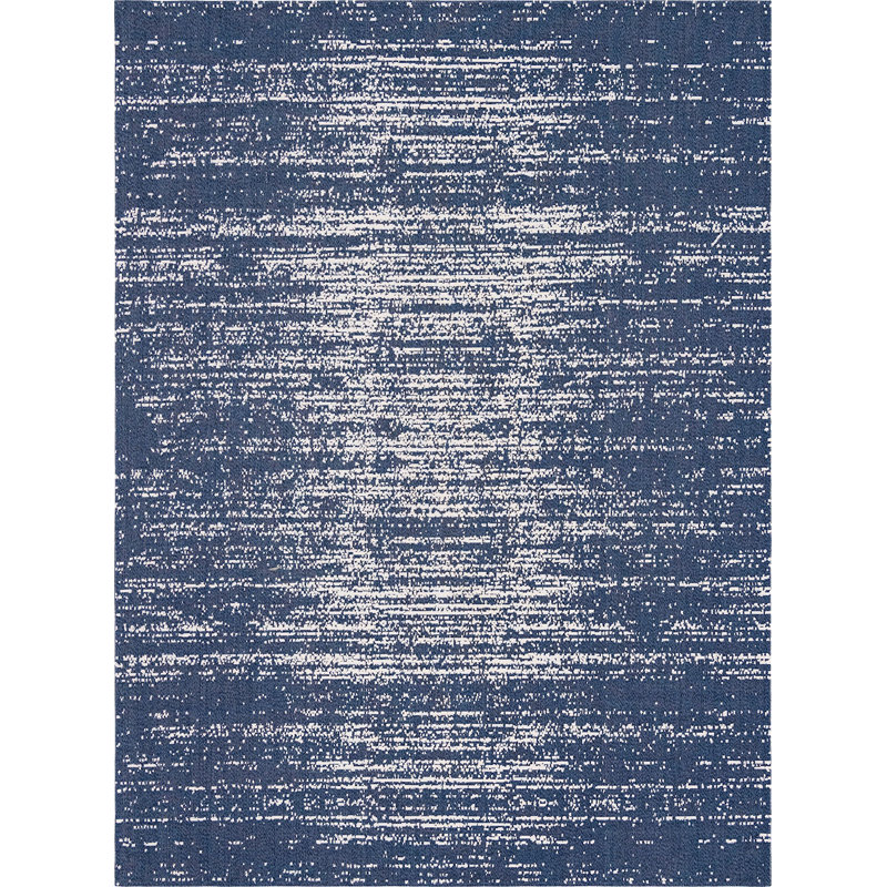 Tapis bleu marine / ivoire Draco, Rectangle 8 pi 5 po x 11 pi 4 po