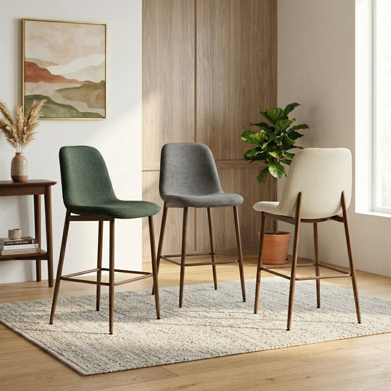 Tabouret de bar 26 po Mid-Century, Beige