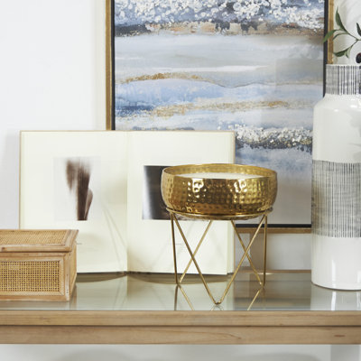 Grande bougie décorative martelée en métal avec cire blanche