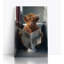 Highland Cow Reading Paper On Toilet - Wrapped Canvas Print