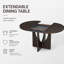 Ensemble de salle à manger rond extensible moderne de 5 pièces avec rallonge amovible de 41 cm (16,2 po), idéal pour les petits espaces.-733520082-733520083
