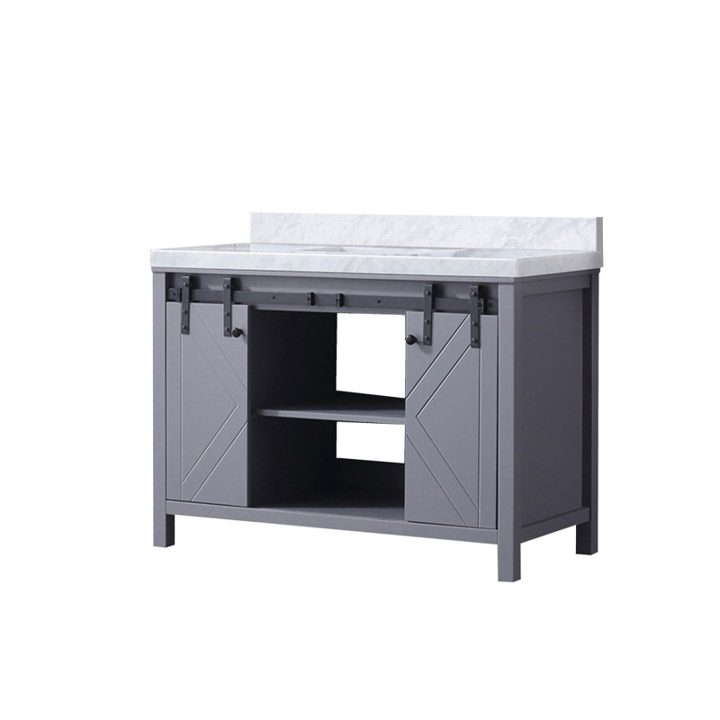 Meuble-lavabo gris foncé 48 po X P 22 po D, avec comptoir en marbre de Carrare