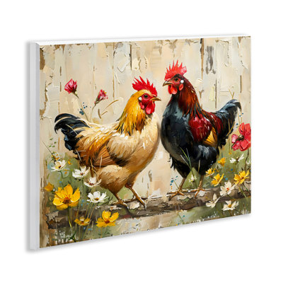 Plaque murale coq floral Country Country, design par LSR Creative Studio
