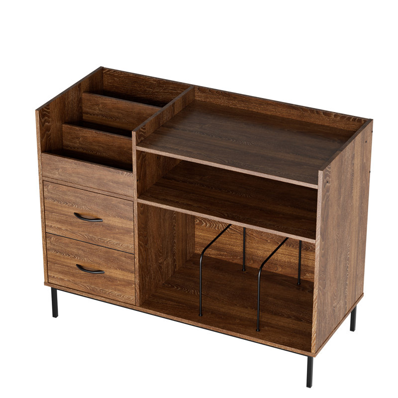 Audio Rack, Record Player Stand, Brown